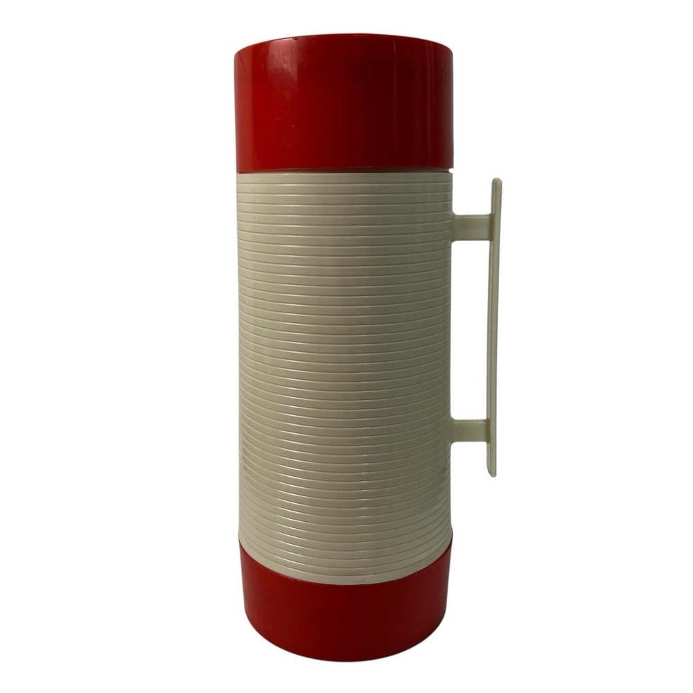 Vintage Aladdin Hy Lo Vacuum Bottle Thermos Red White USA Mid Century 32 Oz‎